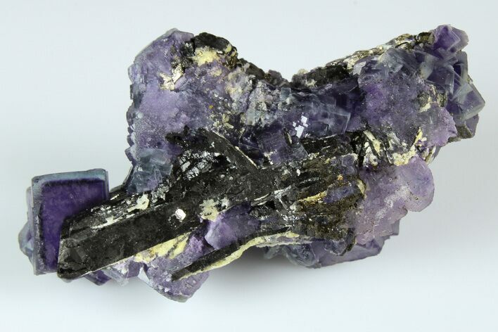 Purple Cubic Fluorite on Ferberite - Yaogangxian Mine #185621